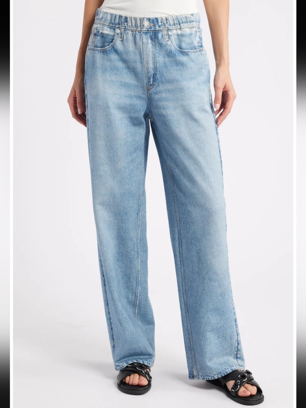 Rag & Bone Miramar Wide Leg Pant Pull-on Sweatpant Jeans Terry Blue Size SP